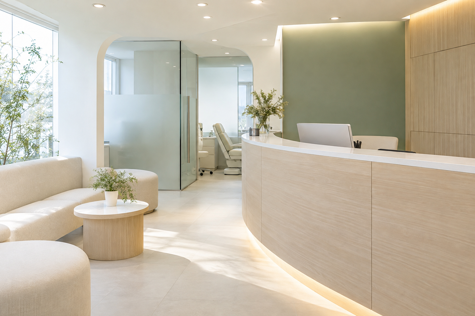 AI 생성 실사 예시: 밝은 피부과 공간