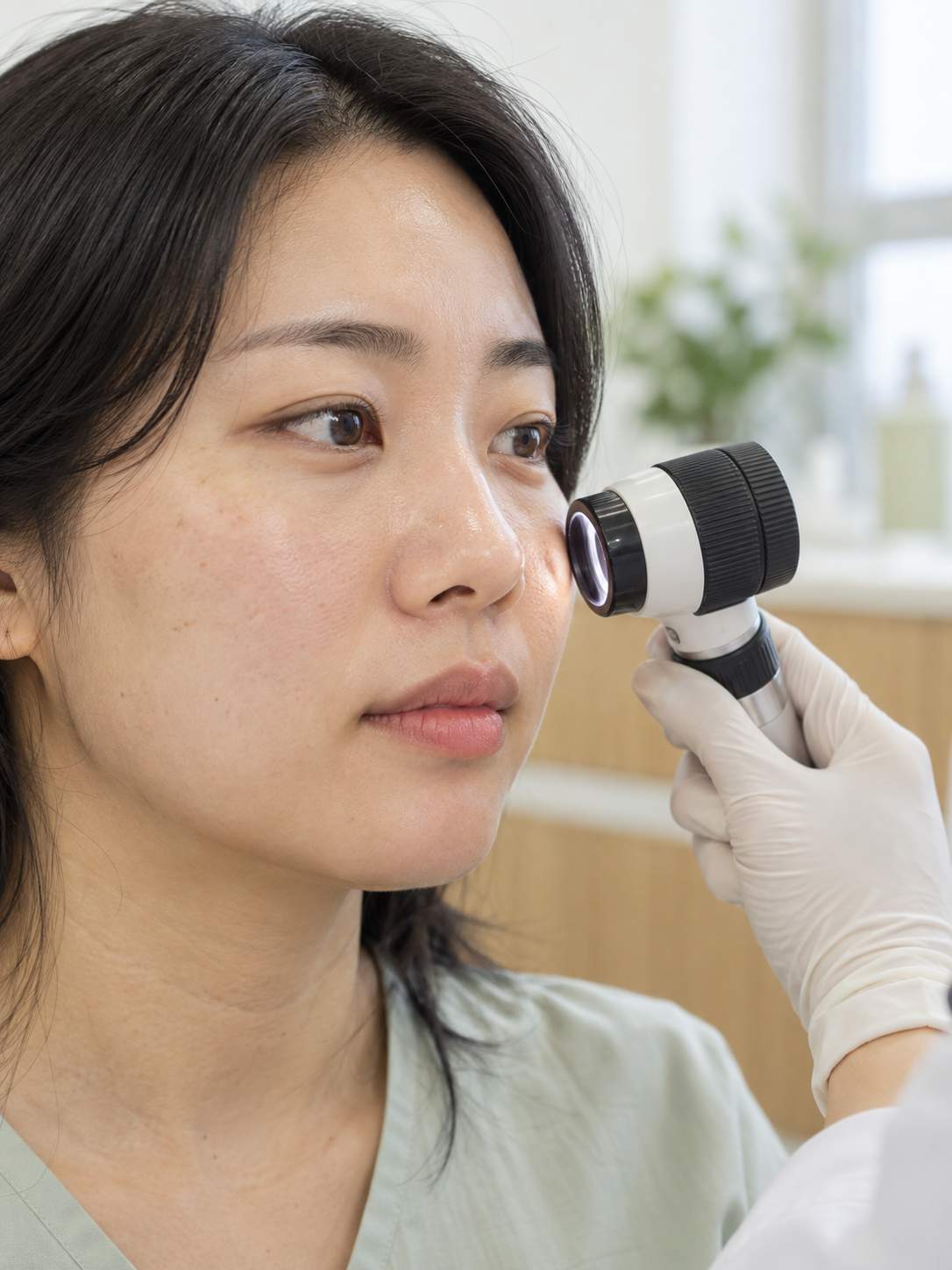 AI 생성 실사 예시: 피부결과 모공 관찰
